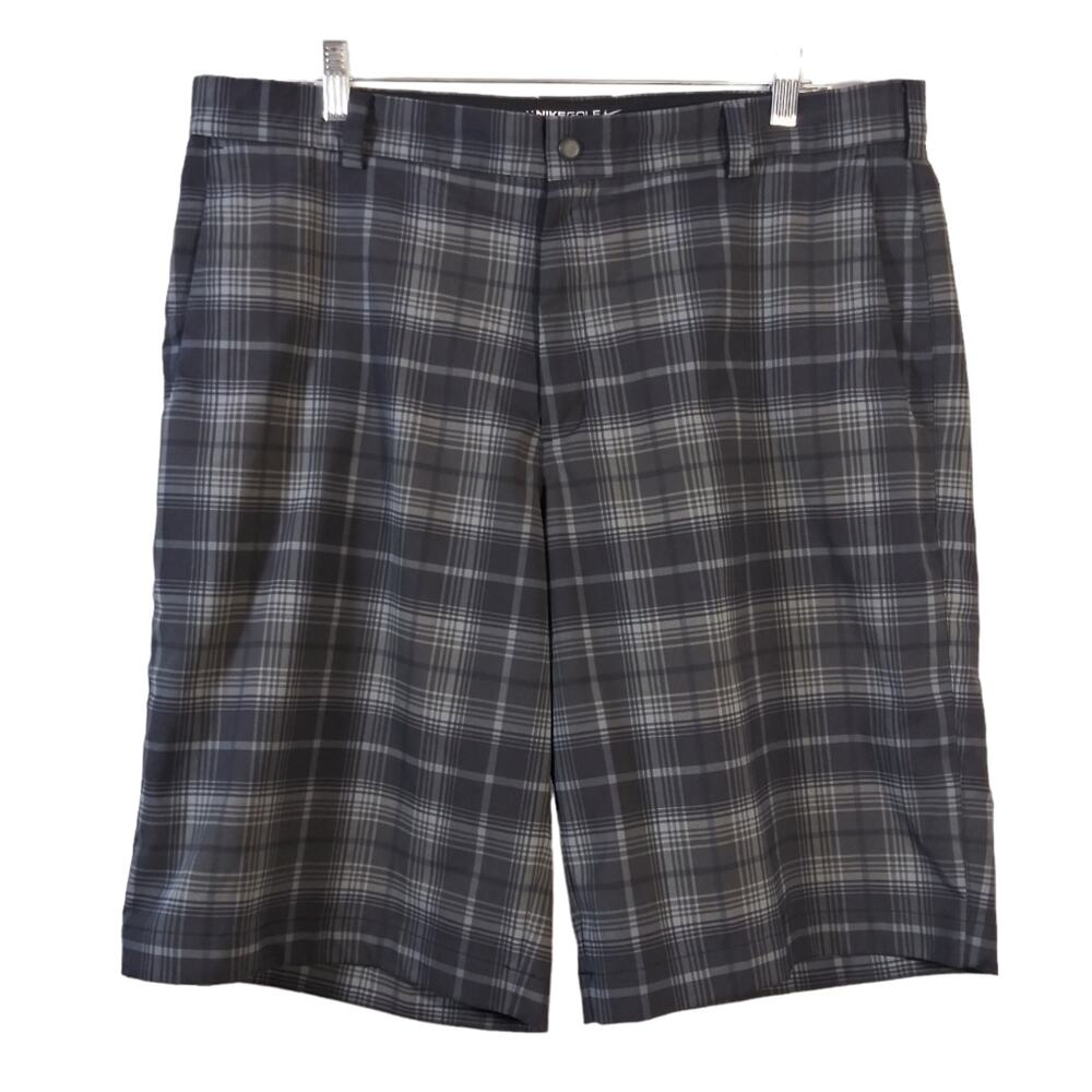 Nike Golf Tour Performance Dri Fit Gray Plaid Shorts Mens Size 36